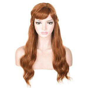 22.5" Long Wavy Brown Natural Braided Wigs Women's Halloween Cosplay Anime
